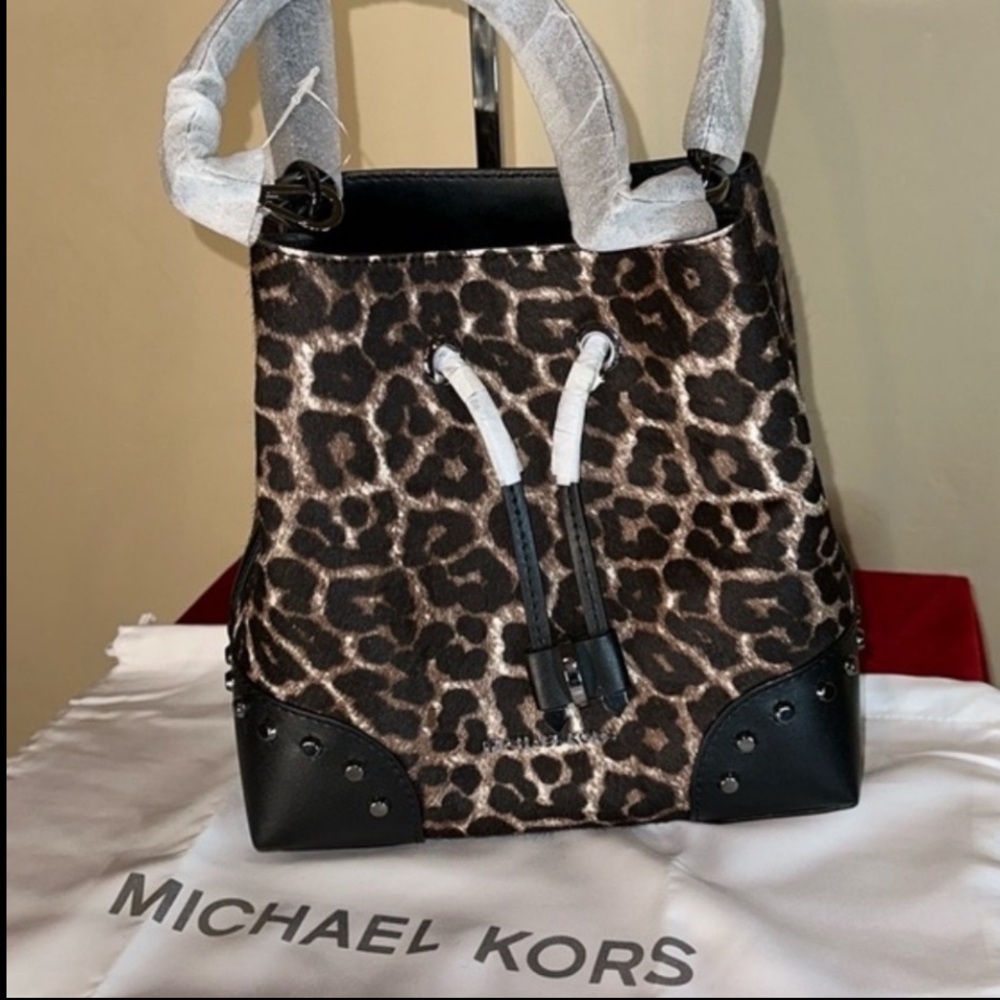 NWT Michael Kors | Mercer Black Tan Leopard | Calf Hair | Crossbody bag $358